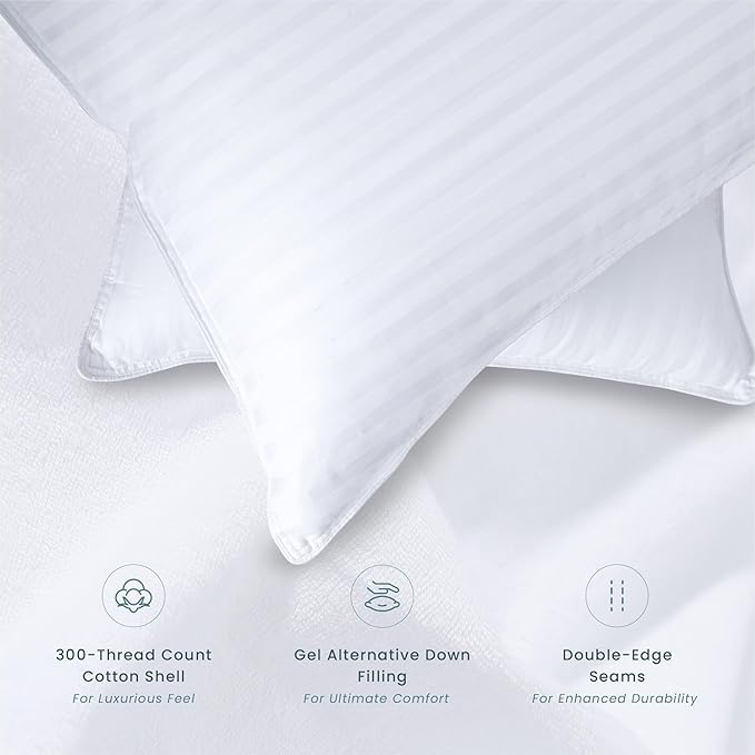 Threadmill Soft Bed Pillows King Size Set of 2 | Down Alternative Cooling Bed Pillow for Sleeping | Soft Pillows for Bed | 20 x 36 Hotel, King Size Pillows 2 Pack for Back, Stomach or Side Sleepers - LeafyLoom