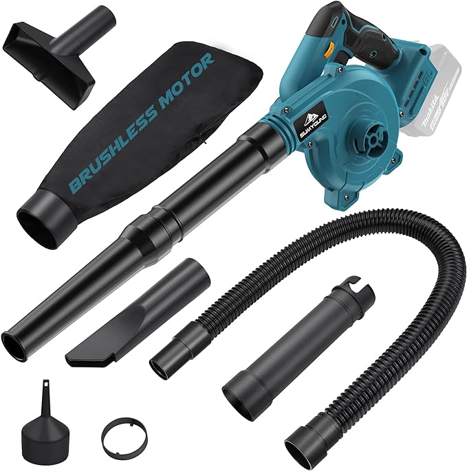 Cordless Leaf Blower for Makita 18V Battery,Electric Jobsite Air Blower with Brushless Motor,6 Variable Speed Up to 180MPH,2-in-1 Handle Electric Blower and Vacuum Cleaner(Battery Not Included) - LeafyLoom