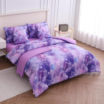 Full Size Bedding Sets Kids Bedding Sets for Girls,Galaxy Bedding 7pieces Glitter Pink Comforter Colorful Comforter Full Size Comforter Sets for Teen Girls(Multicolor) - LeafyLoom