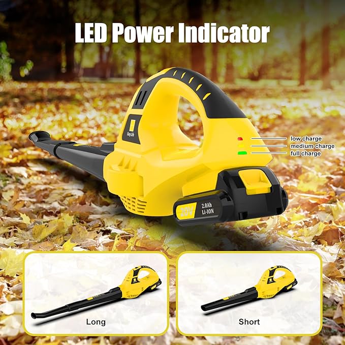 Leaf Blower Cordless,21V Handheld Electric Leaf Blower with Battery and Charger, 2 Speed Mode, Lightweight Battery Powered Leaf Blowers for Lawn Care,Patio, Yard, Sidewalk,Snow Blowing - LeafyLoom