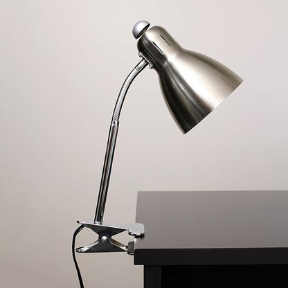 Simple Designs LD2016-BSN Adjustable Flexible Gooseneck Clip Light Desk Lamp, Brushed Nickel - LeafyLoom