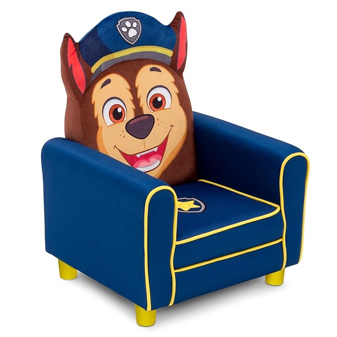 Delta Children Figural Upholstered Kids Chair, Nick Jr. PAW Patrol Chase,Wood, Blue - LeafyLoom