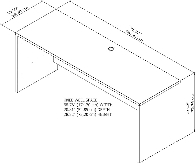 Bush Business Furniture 500 Home-Office-desks, 72W, Modern Hickory - LeafyLoom