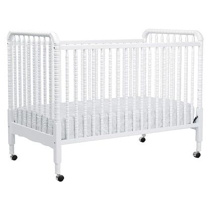 DaVinci Jenny Lind 3-in-1 Convertible Crib in White, Removable Wheels, Greenguard Gold (Mattress Not Included) - LeafyLoom