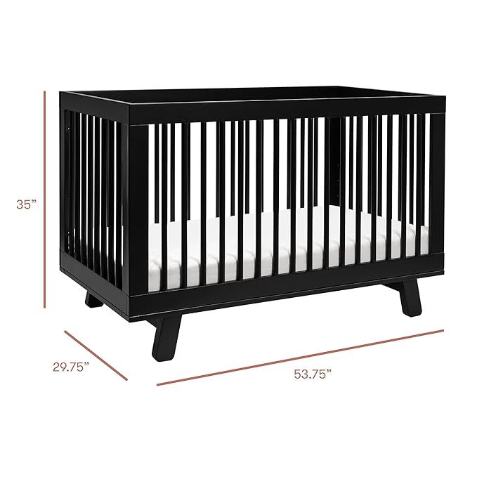 Babyletto Hudson 3-in-1 Convertible Crib with Toddler Bed Conversion Kit in Black, Greenguard Gold Certified - LeafyLoom