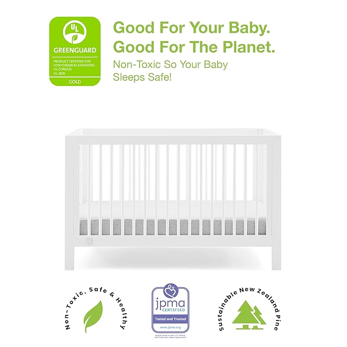 GAP babyGap Charlie 6-in-1 Convertible Crib - Greenguard Gold Certified, Bianca White - LeafyLoom