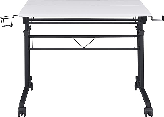 NicBex Laik-DW-00049-DX Desks, 35.25" W x 25" D x 28" H, White+Black - LeafyLoom