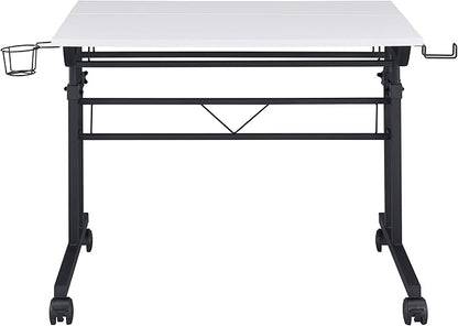 NicBex Laik-DW-00049-DX Desks, 35.25" W x 25" D x 28" H, White+Black - LeafyLoom