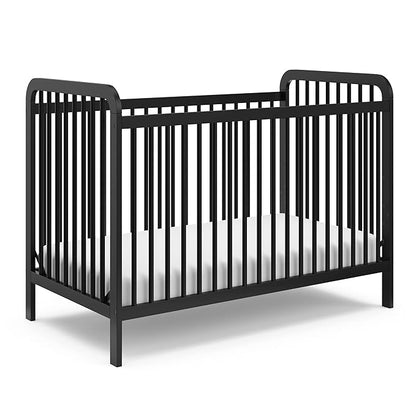 Storkcraft Pasadena 3-in-1 Convertible Crib (Black) – GREENGUARD Gold Certified, Converts to Daybed and Toddler Bed, Fits Standard Full-Size Crib Mattress, Adjustable Mattress Height - LeafyLoom