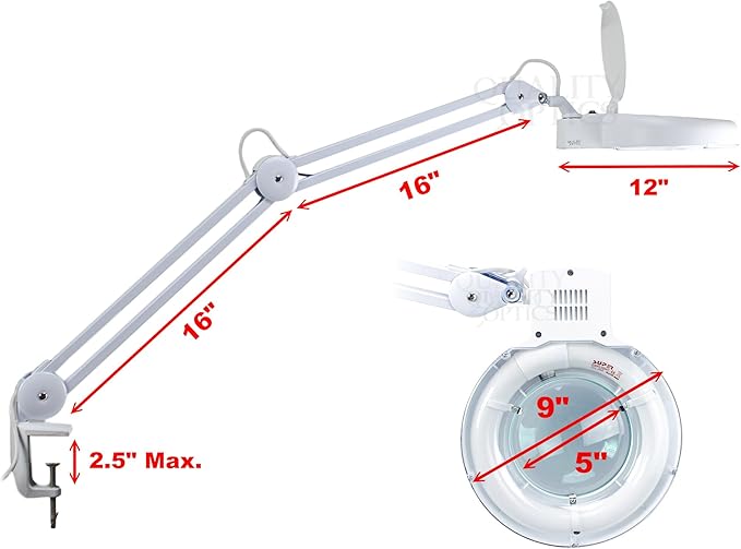 Desk Clamp Mount Magnifier Lamp Light Magnifying Glass Lens Fluorescent 5 Diopter - LeafyLoom