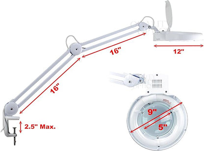 Desk Clamp Mount Magnifier Lamp Light Magnifying Glass Lens Fluorescent 5 Diopter - LeafyLoom