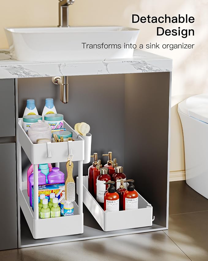 Pipishell Slim Storage Cart with Wheels, Bathroom Cart Organizer Small, Rolling Cart for Bathroom, Laundry Room, Kitchen, Narrow Space, White PIUC04W, 7.08/''D X 15.7/''W X 25.2/''H - LeafyLoom