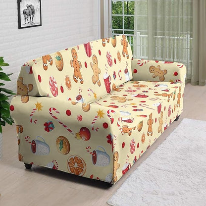 FKELYI Cute Christmas Sofa Couch Cover with Elastic Bottom Stretch Furniture Protector for Indoor Easy Going Stretch Sofa Slipcovers XL FKELYI