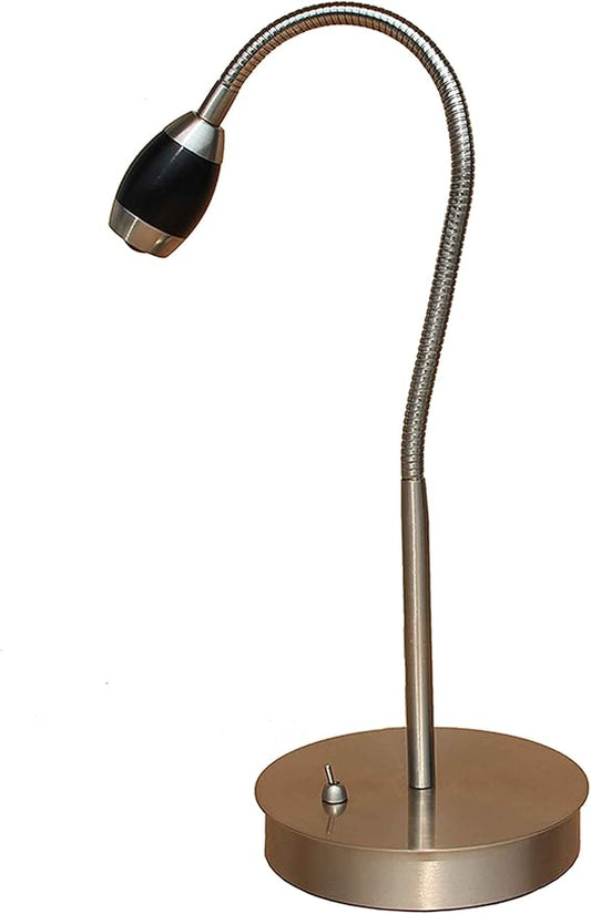 202071-04 Adjustable Beam LED Desk Lamp, 19.5" x 8.47" x 5.9", Brushed Nickel/Black - LeafyLoom