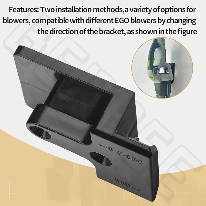 Blower Wall Mount/Mounting Bracket for EGO Vane Blowers, Fits Models 530CFM 615/650CFM, Two Mounting Methods, W/Screws, Does Not Fit 765 CFM Vane Blower Models - LeafyLoom