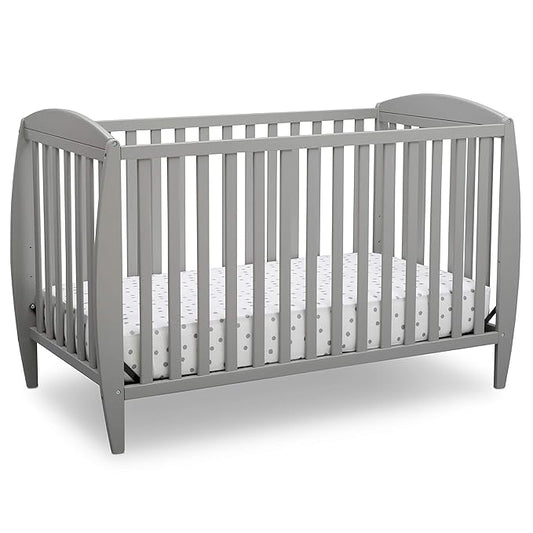 Delta Children Taylor 4-in-1 Convertible Baby Crib, Easy to Assemble, Sustainable New Zealand Wood, Grey - LeafyLoom