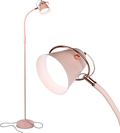 Brightech Zoey LED Floor Lamp - Flexible, Bright Standing Task Light for Puzzles, Crafting, Sewing and Reading - Perfect Dimmable Lighting for Kids Bedrooms, Desks, Nurseries, & Offices - Pastel Pink - LeafyLoom