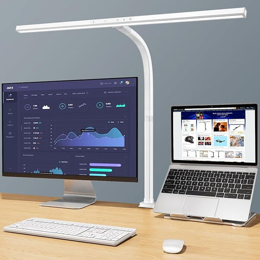 EppieBasic LED Desk Lamp, 24W Architect Clamp Task Table Lamp, Office Desk Lamp Super Bright Extra Wide Area Drafting Work Light,6 Color Modes and Stepless Dimming for Workbench, Reading, Monitor - LeafyLoom