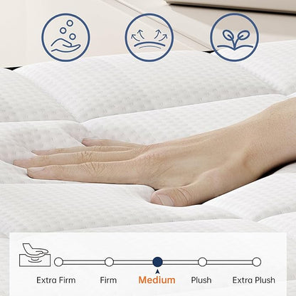 Full Size Mattress, 12 Inch Hybrid Full Mattress, Medium Firm Mattress with Memory Foam and Pocket Springs, 3 Coils Strong Edge Support, Pressure Relief, Bed in Box - LeafyLoom