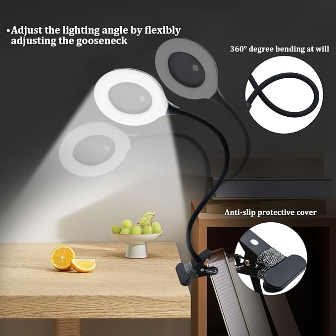 LED Magnifying Lamp with Light, 10X Desk Magnifying Glass with Lamp and Stand,Lighted Hands Free Flexible Gooseneck Professional Cool Light Lamp for Craft,Reading, Seniors, - LeafyLoom