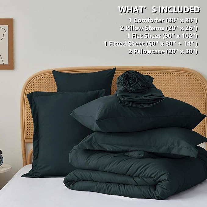 Queen Bed in a Bag 7 Pieces Bedding Comforter Set with Comforter and Sheets Navy Blue Queen Comforter Set with Sheets,Pillow Shams, Flat Sheet, Fitted Sheet and Pillowcases - LeafyLoom