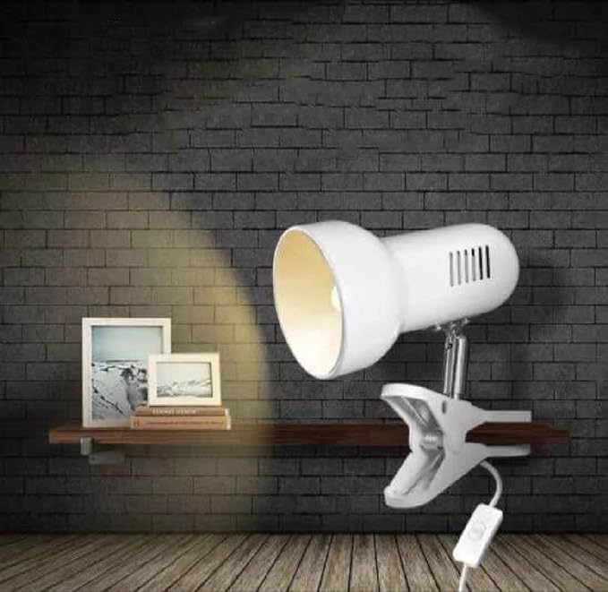 Clamp Light,360° Rotation Clip on Lamp Portable Book Reading Light,Clamp on Desk/Table/Bunk Bed/Cupboard Home Lighting, (Clamp Light Two Colors for Your Choice) White - LeafyLoom