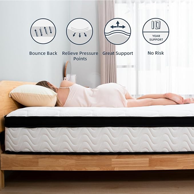 Twin Mattress | 10 Inch Twin Size Hybrid Mattresses in a Box | Medium Firm Memory Foam and Individual Pocket Springs | Fiberglass Free Bed Matress | Breathable | CertiPUR-US - LeafyLoom