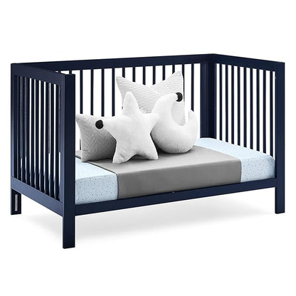 Delta Children babyGap Charlie 6-in-1 Convertible Crib + Brannan Bear Bookcase with Bins + Brannan Bear Wall Shelf with 4 Hooks, Navy (Bundle) - LeafyLoom