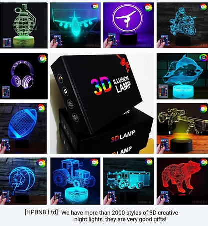 3D Elephant Night Light USB Powered Remote Control Touch Switch Decor Desk Optical Illusion Lamps 7/16 Color Changing Lights LED Lamp Xmas Home Brithday Children Kids Decor Toy Gift - LeafyLoom