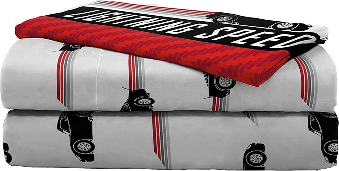 Jay Franco Disney Pixar Cars Race Ready 5 Piece Twin Bed Set - includes Comforter & Sheet Set - Bedding Features Lightning McQueen - Super Soft Fade Resistant Microfiber Official Disney Pixar Product - LeafyLoom