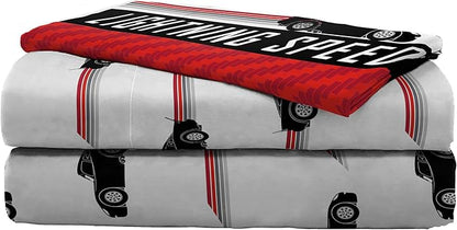 Jay Franco Disney Pixar Cars Race Ready 5 Piece Twin Bed Set - includes Comforter & Sheet Set - Bedding Features Lightning McQueen - Super Soft Fade Resistant Microfiber Official Disney Pixar Product - LeafyLoom