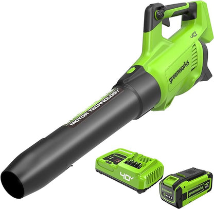 Greenworks 40V (160 MPH / 700 CFM) Cordless Brushless Axial Leaf Blower, 8.0Ah Battery and Charger Included - LeafyLoom