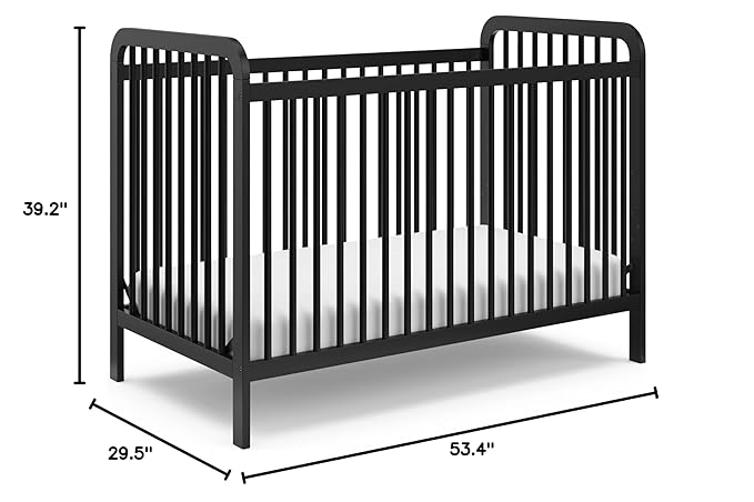 Storkcraft Pasadena 3-in-1 Convertible Crib (Black) – GREENGUARD Gold Certified, Converts to Daybed and Toddler Bed, Fits Standard Full-Size Crib Mattress, Adjustable Mattress Height - LeafyLoom