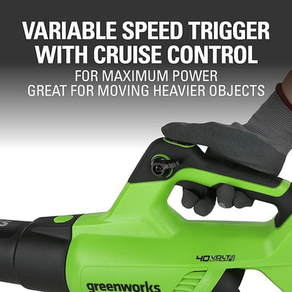 Greenworks 40V (120 MPH / 500 CFM / 75+ Compatible Tools) Cordless Axial Leaf Blower, 2.5Ah Battery and Charger Included - LeafyLoom