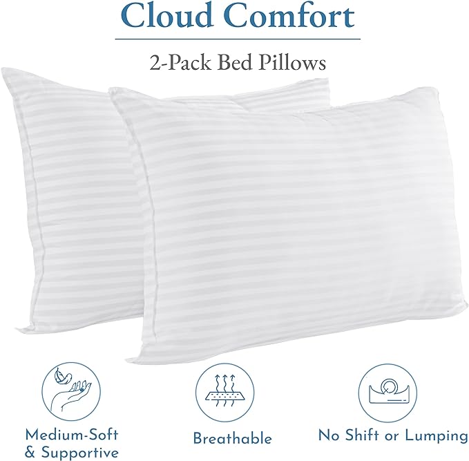 California Design Den 2-Pack Bed Pillows king size set of 2 for Sleeping, Cooling Luxury Hotel Pillows, for Back, Stomach or Side Sleepers - LeafyLoom