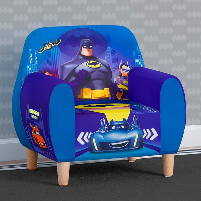 Delta Children Batman Batwheels Foam Chair for Kids, Blue - LeafyLoom