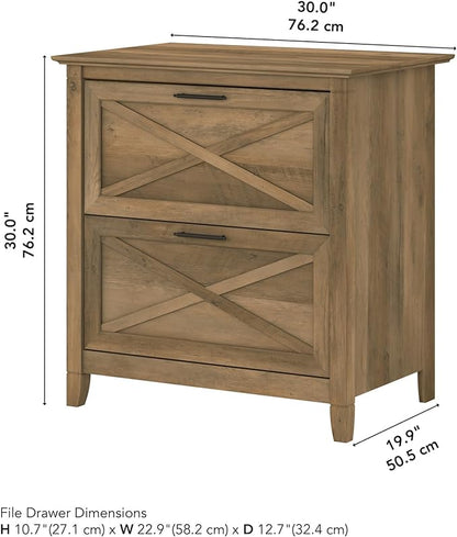 Bush Furniture Key West Lateral File Cabinet, Modern Farmhouse 2 Drawer File Cabinet for Home Office - LeafyLoom