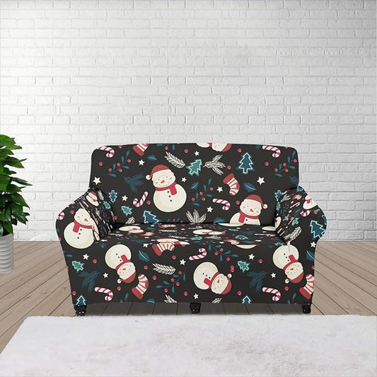 FKELYI Christmas Decor Sofa Couch Cover Cute Snowman Furniture Protector Easy Going Stretch Sofa Slipcover for Indoor Washable Sofa Slipcovers M FKELYI