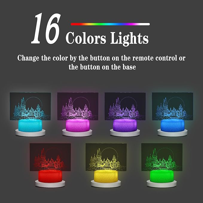 Christmas Gifts,3D Night Light for Kids,with Remote Touch Kids Bedside Lamp,16 Color Changing Decor Lamp,Christmas and Birthday Party Supplies for Boys/Girls - LeafyLoom