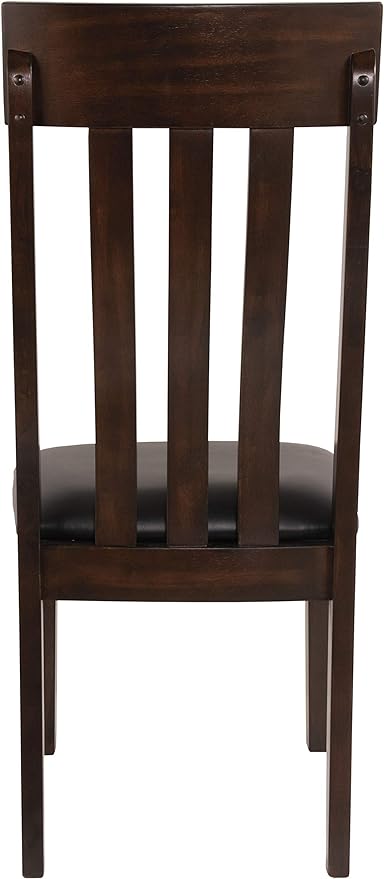 Signature Design by Ashley Haddigan Faux Leather Cushioned Rake Back Dining Chair, 2 Count, Dark Brown - LeafyLoom