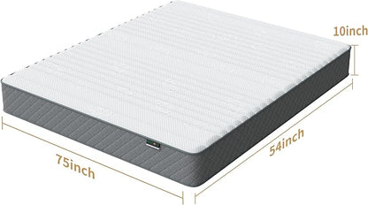 Double Mattress, 10 Inch Memory Foam Full Size Mattress, Full Bed Mattress in a Box Pressure Relief & Firm Mattress Double Size - LeafyLoom