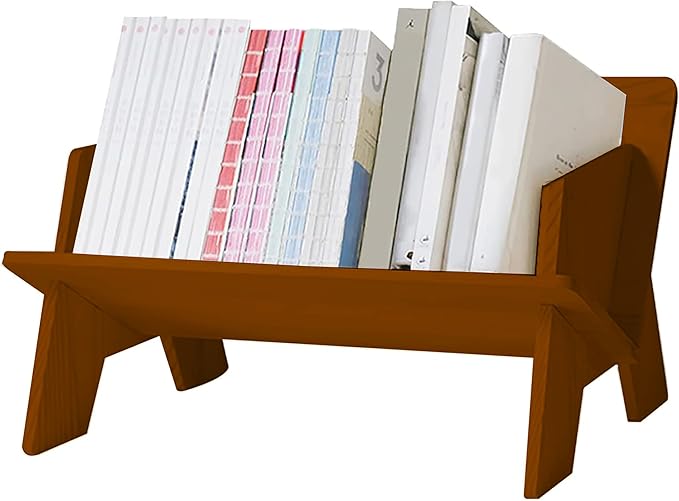 Wood Bookcase in Living Room/Home/Office, Desktop Book Shelf Organizer Bookshelves Storage Rack for CDs/Magazine/Books Display (Light Brown, 13.6") - LeafyLoom