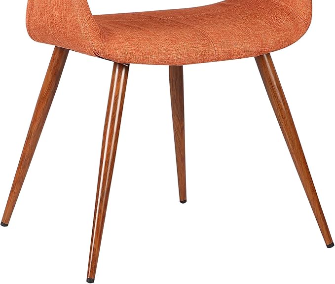 Armen Living Phoebe Mid-Century Modern Fabric Upholstered Dining Chair for Kitchen Table Office Desk Vanity, 24D x 25W x 33H Inch, Orange - LeafyLoom