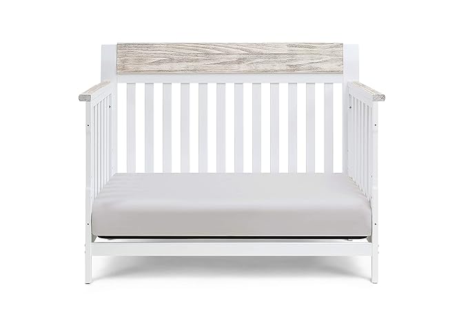 Suite Bebe Hayes 4 in 1 Convertible Crib, White and Wire Brushed Wood - LeafyLoom