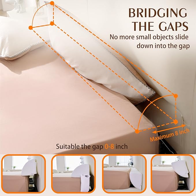 Bed Wedge Pillow for Headboard Gap Bed Mattress Gap Filler (0-8'') Memory Foam Bed Crack Headboard Pillow Stopper to Close The Gap Between Headboard Wall and Mattress Space Filler King - LeafyLoom