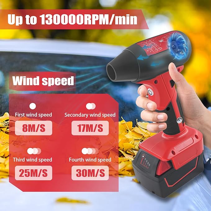 Mini Jet Blower Portable Violent Turbo Fan for Milwaukee 18V M18 Battery, 4-Speed Wireless High Speed Handheld Fan, for Computer Key Board Cleaning,Hair Drying,Camping,Outdoors,Car (No Battery) - LeafyLoom