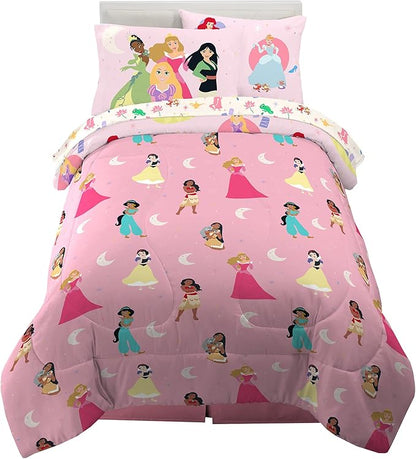 Franco Kids Bedding Super Soft Comforter and Sheet Set with Sham, 5 Piece Twin Size, Disney Princess - LeafyLoom