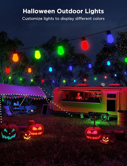 Govee Smart Outdoor String Lights H7020, RGBIC Warm White 48ft LED Bulbs for Halloween Decorations, Christmas, WiFi Patio Lights Work with Alexa, Google Assistant, APP Control, IP65 Waterproof Govee