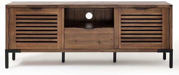 Bme, Millie Rustic TV Stand, Rustic Chestnut & Millie Solid Wood Coffee Tables, Industrial Modern Living Room Center Desk with 2 Storage Drawer - LeafyLoom