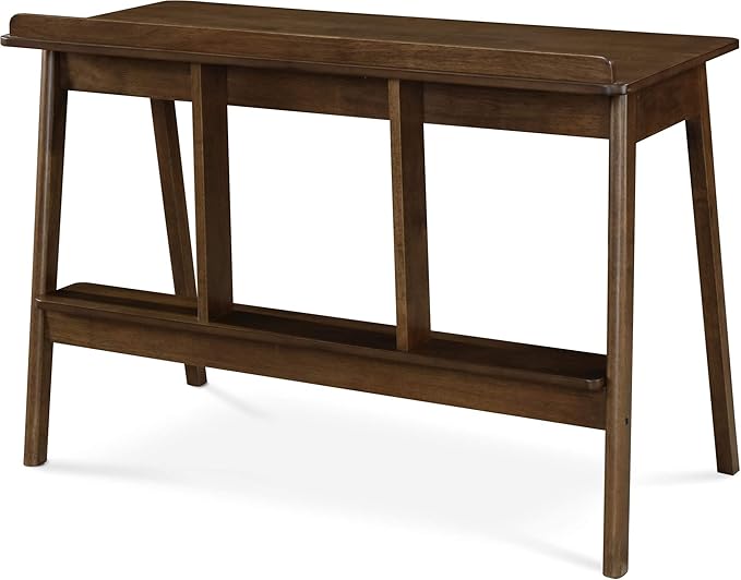 Finch Darren Home Office Drawer Mid Century Accent Desk, 43 Inch Wide Simple Modern Study Table, Walnut Brown - LeafyLoom